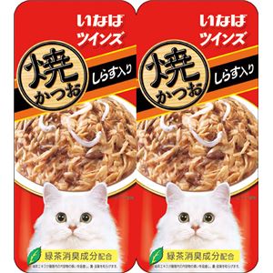 （まとめ）いなば 焼かつお ツインズしらす入り 70g (35g×2) (ペット用品・猫フード)【×48セット】