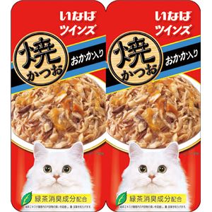 （まとめ）いなば 焼かつお ツインズおかか入り 70g (35g×2) (ペット用品・猫フード)【×48セット】