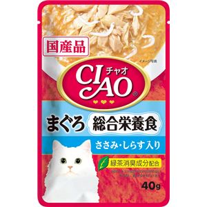 （まとめ）CIAOパウチ 総合栄養食 まぐろ ささみ・しらす入り 40g (ペット用品・猫フード)【×96セット】