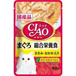 （まとめ）CIAOパウチ 総合栄養食 まぐろ ささみ・おかか入り 40g (ペット用品・猫フード)【×96セット】