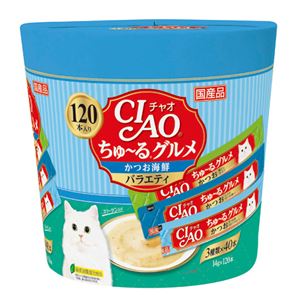 （まとめ）CIAO ちゅ～る グルメかつお海鮮バラエティ 14g×120本 (ペット用品・猫フード)【×4セット】