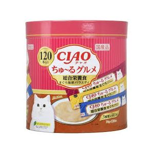 （まとめ）ちゅ～るグルメ 120本入り 総合栄養食 まぐろ海鮮ミックス味 (ペット用品・猫フード)【×4セット】