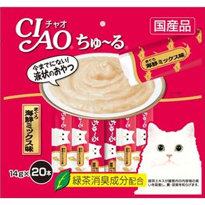 （まとめ）CIAO ちゅ～る まぐろ 海鮮ミックス味 14g×20本 (ペット用品・猫フード)【×16セット】