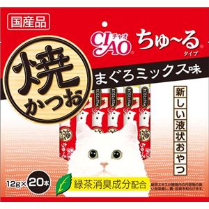 （まとめ）CIAO 焼かつお ちゅ～るタイプ 20本入りまぐろミックス味 (ペット用品・猫フード)【×16セット】