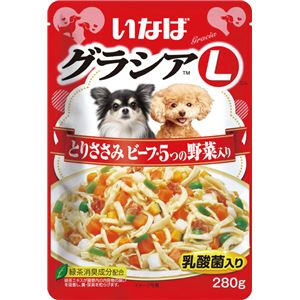 （まとめ）いなば グラシアL とりささみ ビーフ・5つの野菜入り 280g (ペット用品・犬フード)【×24セット】