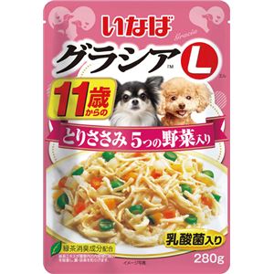 （まとめ）いなば グラシアL 11歳からのとりささみ 5つの野菜入り 280g (ペット用品・犬フード)【×24セット】