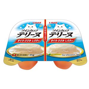 （まとめ）ツインカップテリーヌ まぐろ・ささみ しらす添え 35g×2個 (ペット用品・猫フード)【×48セット】