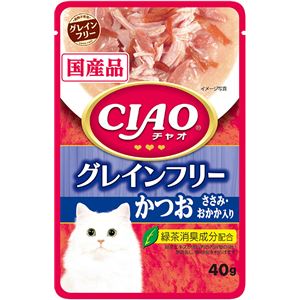 （まとめ）CIAOパウチ グレインフリー かつお ささみ・おかか入り 40g (ペット用品・猫フード)【×96セット】
