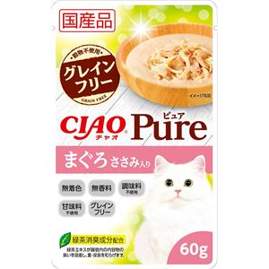 （まとめ）CIAO Pureパウチ まぐろ ささみ入り 60g (ペット用品・猫フード)【×96セット】