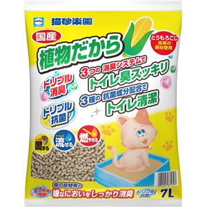 （まとめ）猫砂楽園 植物だから 7L （ペット用品）【×6セット】