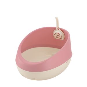 （まとめ）ラプレ ネコトイレ ハーフカバー コーラルピンク (ペット用品) (×2セット）