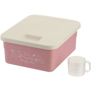 （まとめ）キャットフードストレージボックス コーラルピンク (ペット用品) (×2セット）