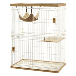（まとめ）木製お掃除簡単キャットサークル S ライトブラウン (ペット用品) (×2セット）