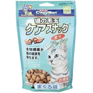 （まとめ）キャティーマン猫の毛玉ケアスナック まぐろ味 お徳用 130g【×12セット】