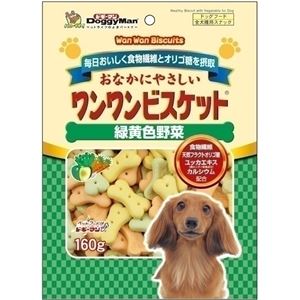 （まとめ）ドギーマンおなかにやさしいワンワンビスケット 緑黄色野菜 160g【×24セット】