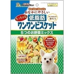 （まとめ）ドギーマンおなかにやさしいちっちゃな低脂肪ワンワンビスケット 5つのお野菜ミックス 160g【×18セット】