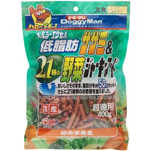 （まとめ）ドギーマンヘルシーエクセル低脂肪ササミ＆21種の野菜ジャーキーフード 400g【×12セット】