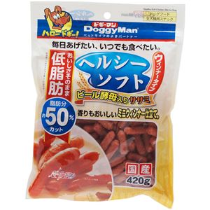 （まとめ）ドギーマンヘルシーソフト ビール酵母入ササミ ウィンナータイプ 420g【×24セット】