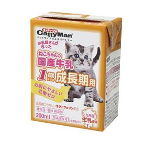（まとめ）キャティーマンねこちゃんの国産牛乳 1歳までの成長期用 200ml【×24セット】