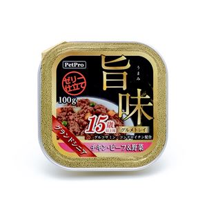 （まとめ）ペットプロ 旨味グルメトレイ 15歳以上用 チキン・ビーフ＆野菜 100g【×24セット】