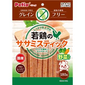 (まとめ) 若鶏のササミスティック 野菜入り グレインフリー 180g (ペット用品・犬用フード) 【×10セット】