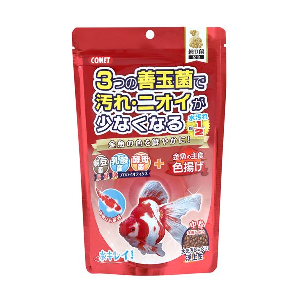 （まとめ） コメット 金魚の主食 納豆菌 色揚げ 中粒 200g （ペット用品） 【×10セット】【代引不可】