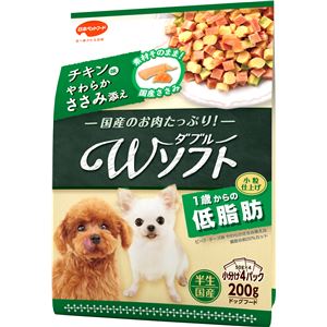 (まとめ) ビタワン君のWソフト 低脂肪 チキン味・やわらかささみ添え 200g 【×5セット】 (ペット用品・犬用フード)
