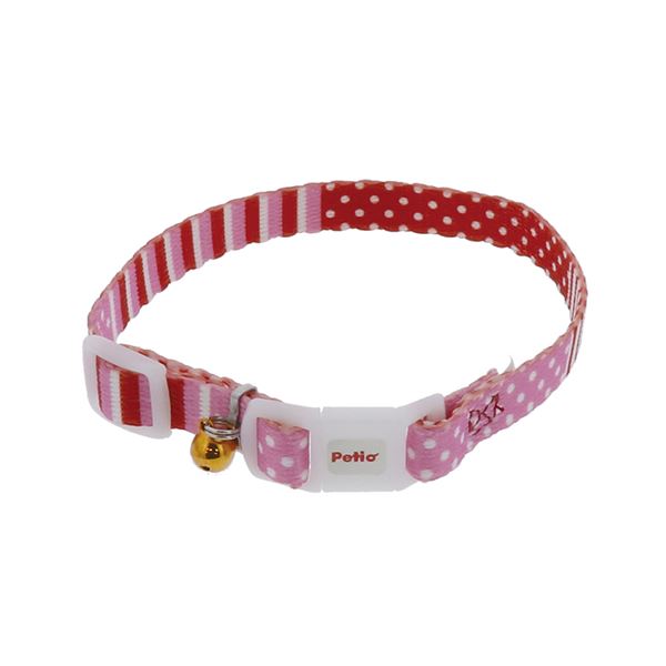 （まとめ）CAT COLLAR ボーダードットカラー ピンク【×5セット】 (猫用品/首輪)