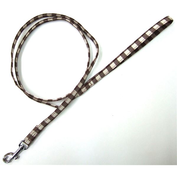 （まとめ）コットンチェックリード #10 ブラウン【×3セット】 (犬用品/リード)