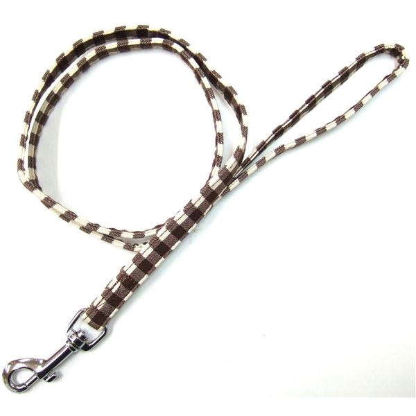 （まとめ）コットンチェックリード #15 ブラウン【×3セット】 (犬用品/リード)