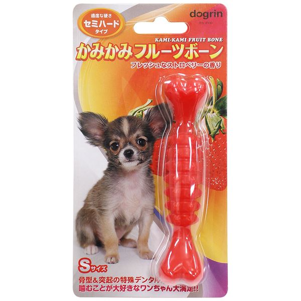 （まとめ）かみかみフルーツボーン セミハード Sサイズ ストロベリー【×5セット】 (犬用玩具)