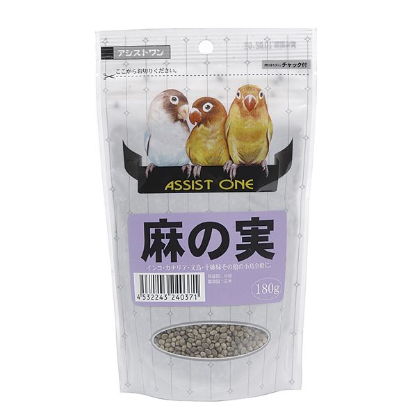 （まとめ）アシストONE 麻の実 180g 鳥エサ 【×3セット】