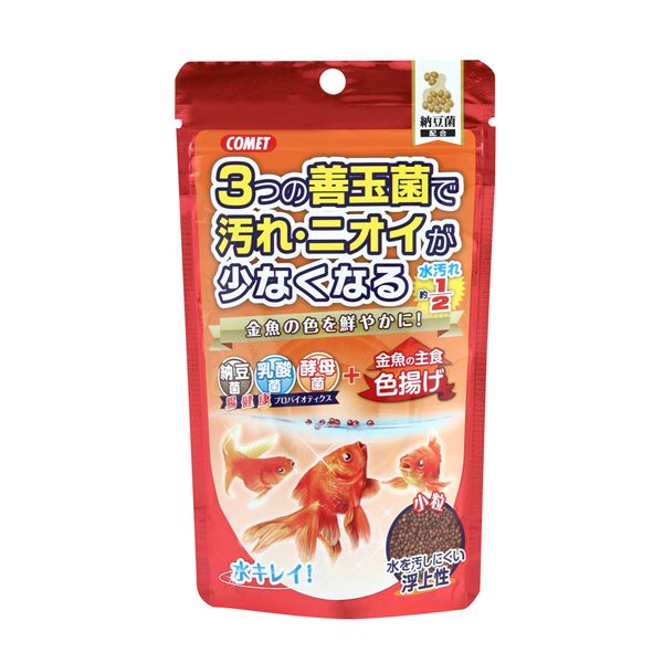 （まとめ）金魚の主食 納豆菌 色揚げ 小粒 90g 金魚用フード 【×10セット】