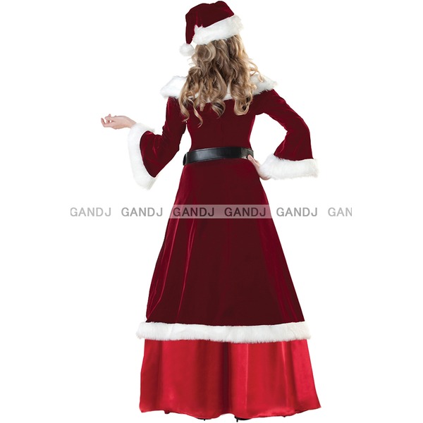 豪華なロングサンタドレス/ロングクリスマスドレス 9454