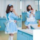 400 ブルー フリル メイド服 エプロン コスプレ衣装【メイド/ハロウィン/クリスマス/イベント/パーティ/コスプレ/コスチューム/仮装/衣装】 - 縮小画像1