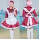 400 レッド フリル メイド服 エプロン コスプレ衣装【メイド/ハロウィン/クリスマス/イベント/パーティ/コスプレ/コスチューム/仮装/衣装】 - 縮小画像3