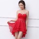 0669 レッド/シフォンフリルふんわりミニドレス/ミニドレス/パーティードレス/フォーマル/コスプレ/キャバドレス/コスチューム/パーティ/イベント/衣装/仮装 - 縮小画像1