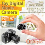 【超小型カメラ】 【小型ビデオカメラ】一眼レフカメラ型トイデジタルムービーカメラ （R-221）動画 写真 LEDライト 24時間録画