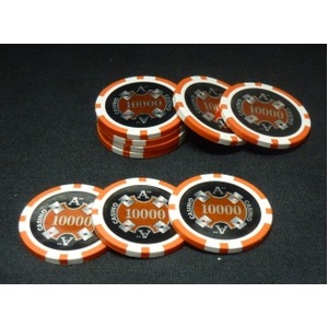 Quattro　Assi(クアトロ・アッシー)ポーカーチップ(10000)橙　<25枚セット> 商品写真2