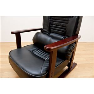 しっとりレザーリクライニング高座椅子 合成皮革使用 座面高調節可 脱着式クッション/肘付き ブラック(黒) 【完成品】 商品写真3