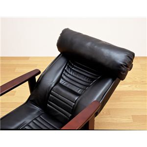 しっとりレザーリクライニング高座椅子 合成皮革使用 座面高調節可 脱着式クッション/肘付き ブラック(黒) 【完成品】 商品写真5