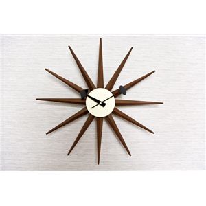 サンバーストクロック(壁掛け時計) 木製/スチール板 幅47cm ウォールナット 【完成品】 商品写真1