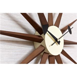 サンバーストクロック(壁掛け時計) 木製/スチール板 幅47cm ウォールナット 【完成品】 商品写真2