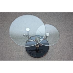 ガラスサイドテーブル 【マース】 丸型 天板2枚付き クロムメッキ/大理石 商品写真4