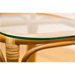 キャスター付きラタンサイドテーブル 木製(天然木)/強化ガラス アジアンティーク ハニー 商品写真3