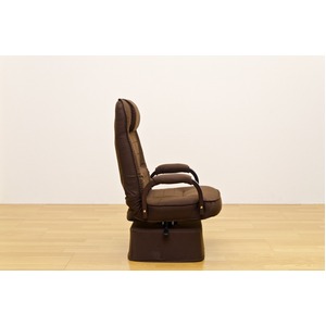 リビング座椅子(リクライニングチェア/回転椅子) 昇降式肘付き ブラウン 【完成品】 商品写真3