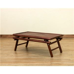 バンブー材折りたたみテーブル/ミニテーブル 【長方形/幅60cm】 アジアンテイスト 脚開き防止ストッパー付き 【完成品】