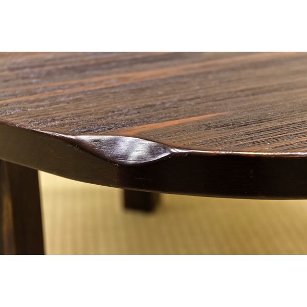 焼杉風ちゃぶ台/折りたたみ円形テーブル 【直径60cm】 木製 天板厚約30mm 木目調 【完成品】