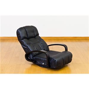 【在庫処分品】 回転式ワイド肘付き座椅子/リクライニングチェア 【ブラック】 肘付き 張地:合成皮革/合皮 『VIVA』 商品写真2