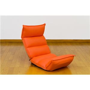 【在庫処分品】 低反発メッシュ座椅子/無段階リクライニングチェア 【オレンジ】 レバー付き 『PONY』 商品写真1